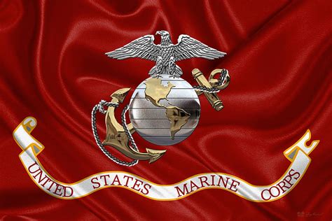 U. S. Marine Corps - C O and Warrant Officer Eagle Globe and Anchor over Corps Flag Digital Art ...