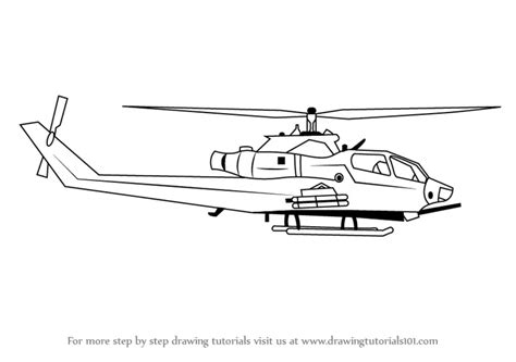 Learn How to Draw a Military Helicopter (Military) Step by Step : Drawing Tutorials