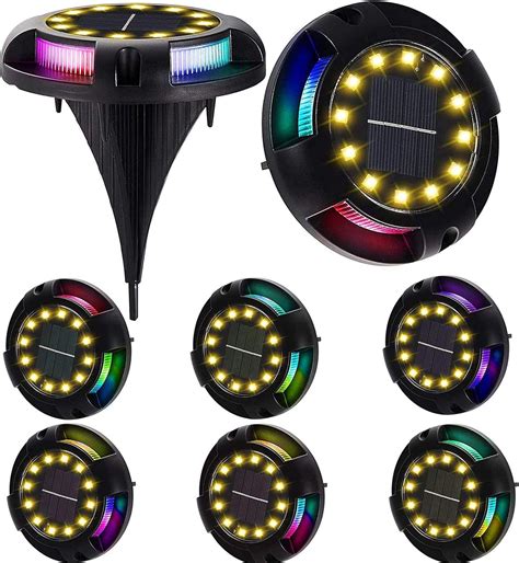 2-in-1 Solar Ground Lights 12 LED Solar Deck Lights Outdoor Color Changing Driveway Solar ...