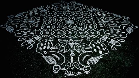 25 dots Peacock kolam || Fusion kolam for contest – Kolams of India