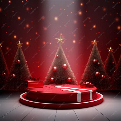 Premium AI Image | Christmas background with Christmas tree and stage podium for product display