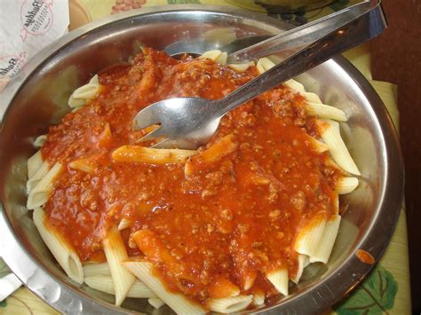 Mostaccioli with meat sauce | @joefoodie | Flickr