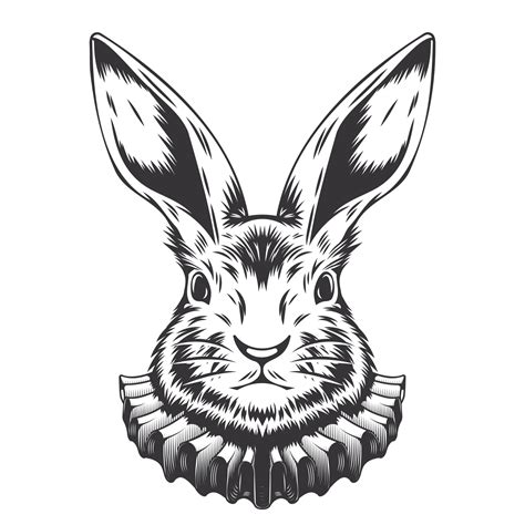 Rabbit Nobility line art. vintage. Bunny tattoo or easter event print ...