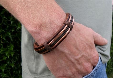 Men's Copper Bracelet Men's leather bracelet