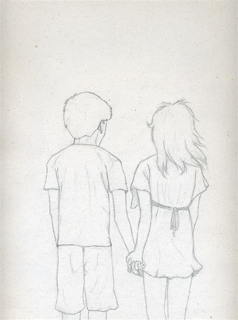 Boy And Girl Holding Hands Drawing at PaintingValley.com | Explore collection of Boy And Girl ...