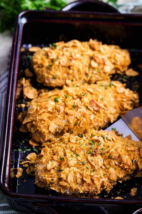 Ranch Cornflake Crusted Baked Chicken - The Chunky Chef