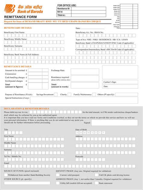 2014 UK Bank of Baroda Remittance Form Fill Online, Printable, Fillable ...