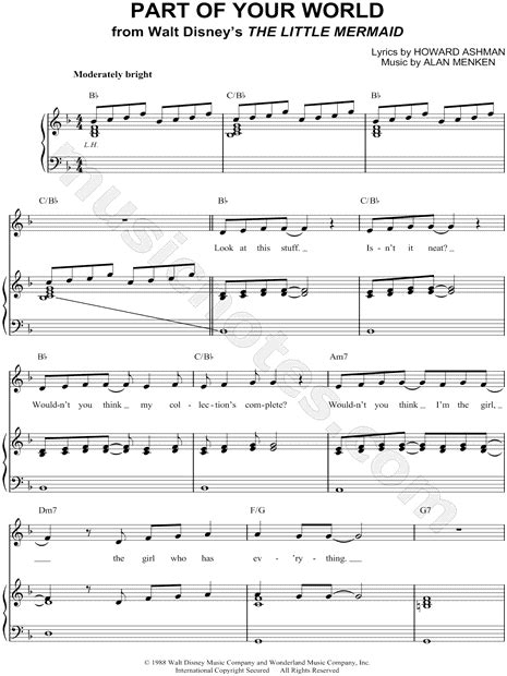 "Part of Your World" from 'The Little Mermaid (1989)' Sheet Music in F Major (transposable ...