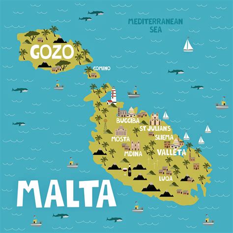 Malta Map of Major Sights and Attractions - OrangeSmile.com