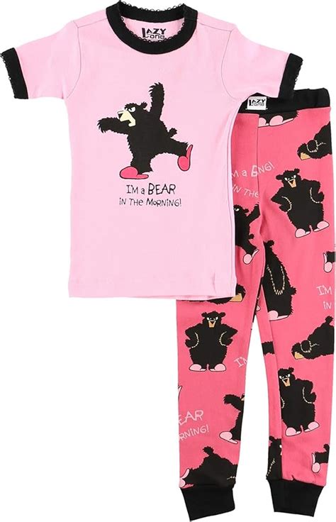 Amazon.com: Lazy One Short-Sleeve Pajamas Sets for Girls and Boys, Kids' Soft Animal PJs (Bear ...