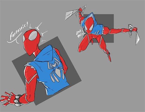 No photo description available. | Deadpool and spiderman, Spiderman art, Marvel spiderman