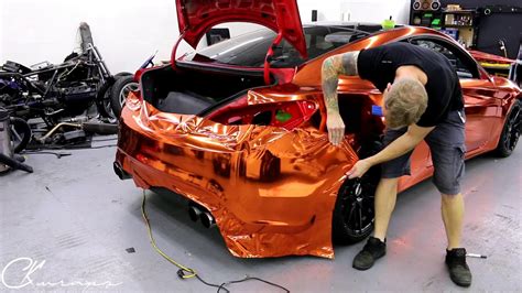 HOW TO VINYL WRAP Orange Chrome Rear Bumper With Removal By @ckwraps - YouTube