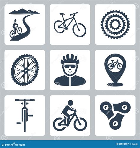 Vector Bicycling, Cycling Icons Set Stock Vector - Illustration of ...