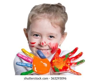 Little Girl Playing Paint Colors Stock Photo 363293096 | Shutterstock