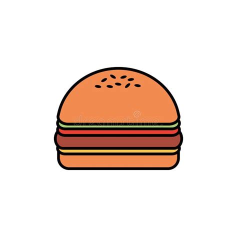 Hamburger Icon Cartoon Black and White Stock Vector - Illustration of ...