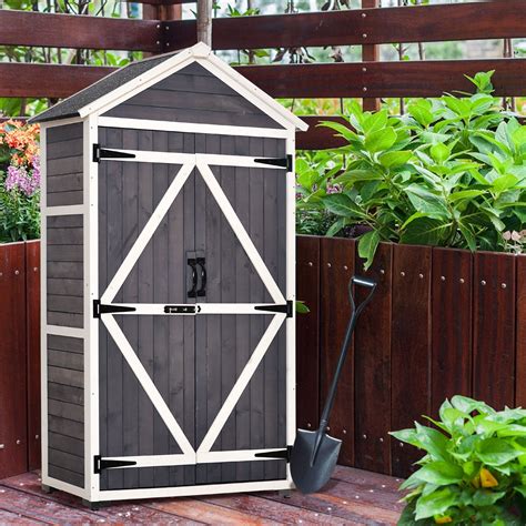 MCombo Outdoor Wood Storage Cabinet, Garden Tool Shed (3ft Tall) 1000 - Walmart.com