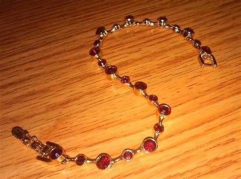 MONET HEAVY GOLD LAYERED RUBY RED RHINESTONE TENNIS BRACELET,New, MSee!!! | Red rhinestone ...