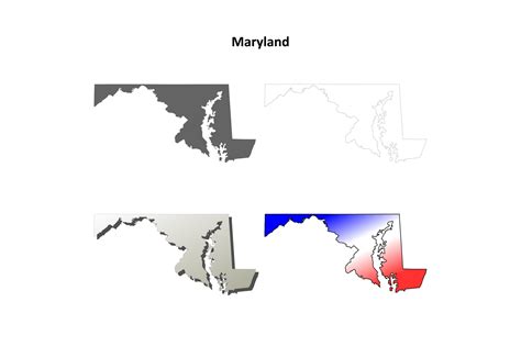 Maryland Outline Map Set Graphic by davidzydd · Creative Fabrica