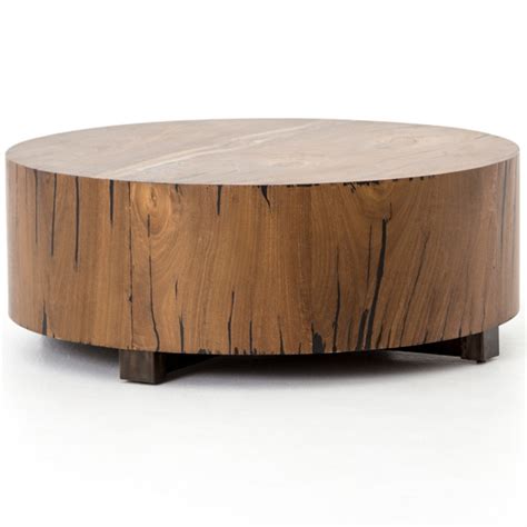 Hudson Round Natural Yukas Wood Block Coffee Table | Zin Home