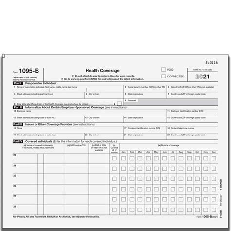 1095-B Pre-printed with instructions