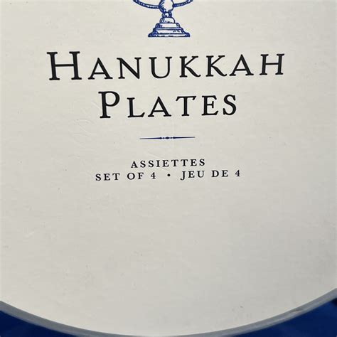 Set of 4 WILLIAMS SONOMA 2012 Blue White Menorah HANUKKAH Salad Plate 8 ...