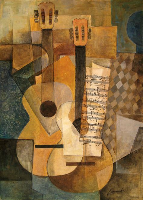 La guitarra – Original Cubist Painting by Emanuel Ologeanu | Cubist paintings, Cubist art, Pablo ...