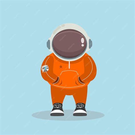 Premium Vector | Cute cool astronaut wearing helmet orange sweater ...