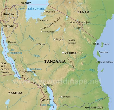 Tanzania Physical Map