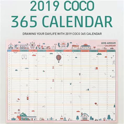 2019 New Arrival Kawaii 365 days Paper Wall Calendar Office School ...