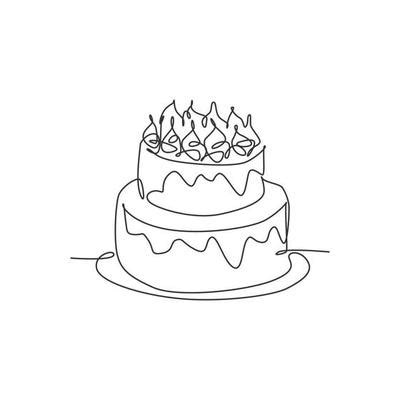 Birthday Cake Coloring Page Vector Art, Icons, and Graphics for Free ...