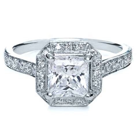 Princess Cut with Diamond Halo Engagement Ring #169 - Seattle Bellevue | Joseph Jewelry