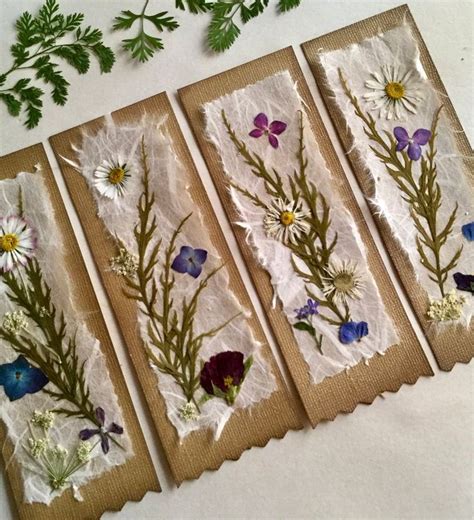 Nature Bookmarks Pressed Flower Bookmarks Set of 4 Botanical | Etsy in 2020 | Flower bookmark ...