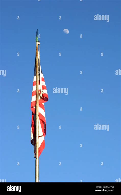 American Flag with Moon Stock Photo - Alamy