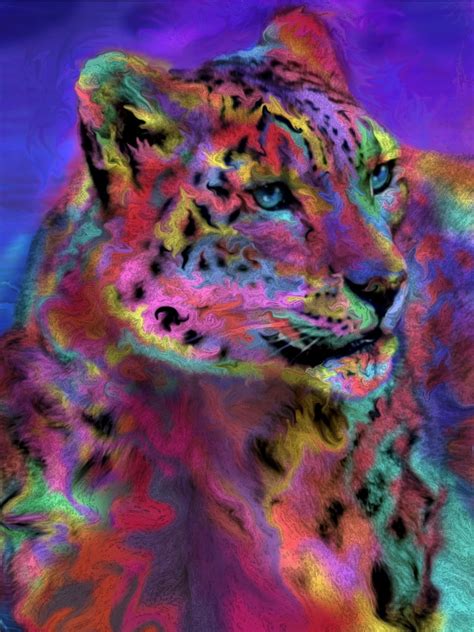 Rainbow Snow Leopard Poster Print by Alixandra Mullins - Walmart.com