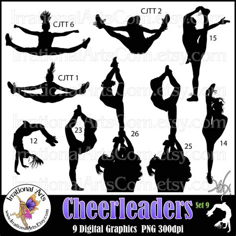 Cheer Stunt Team Silhouettes Set 9 With 9 PNG Digital Files Flyer ...