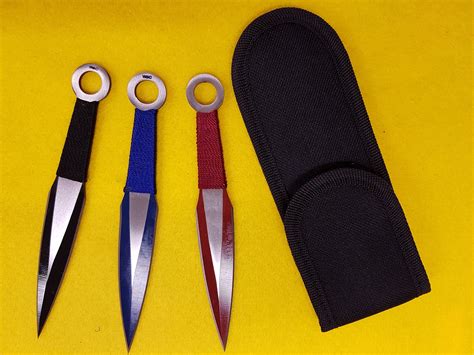 Swordsnblades Kunai Style Throwing Knives (3 Medium Colored)