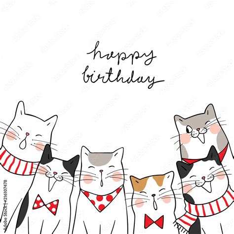 Template background cute cats saying happy birthday Stock Vector ...