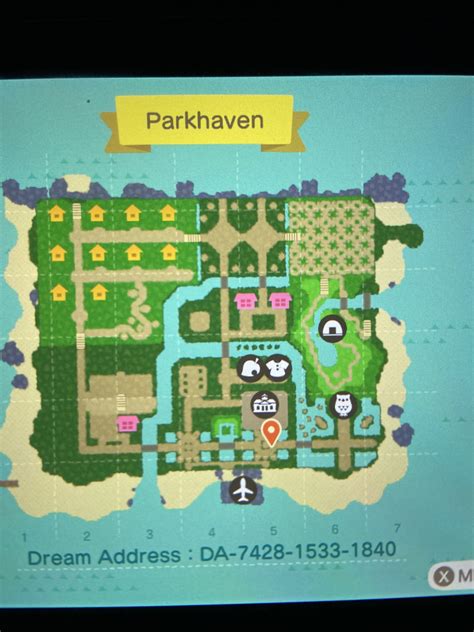 Map of Parkaven in Animal Crossing