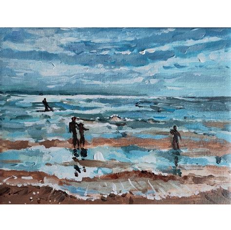 North Sea Art Original Art Acrylic Art Seascape Art People Art - Etsy