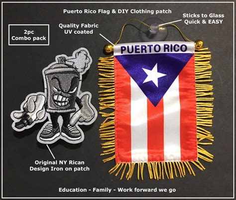 Puerto Rico Flag for Car Accessory Hanging Sticker Decal Mini | Etsy