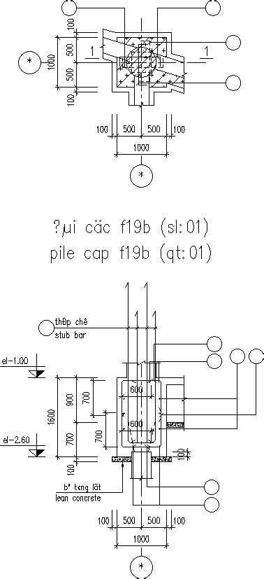 Stub Column section. - Cadbull