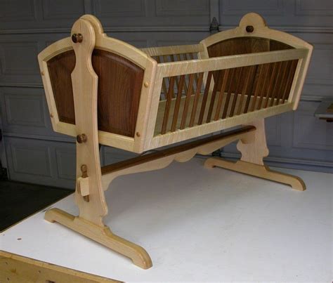 Handcrafted Maple and Walnut Baby Cradle