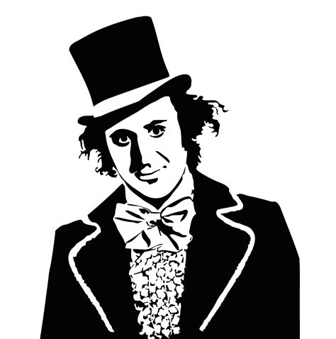 Willy Wonka stencil template | Willy wonka, Black and white art drawing ...