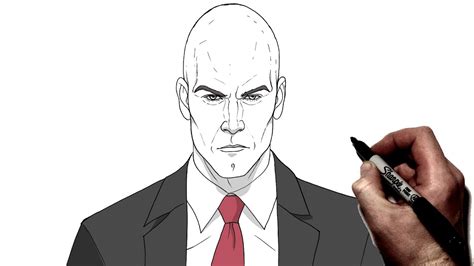 How To Draw Agent 47 | Step By Step | Hitman - YouTube