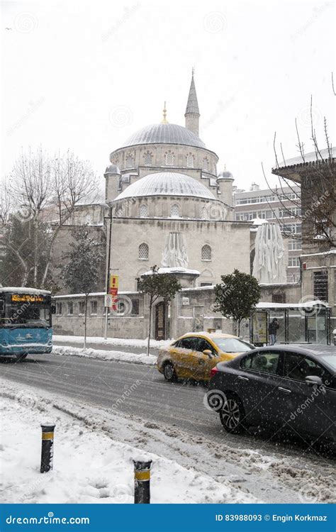 Sisli Mosque Under Snow, Sisli District of Istanbul, Turkey Editorial ...