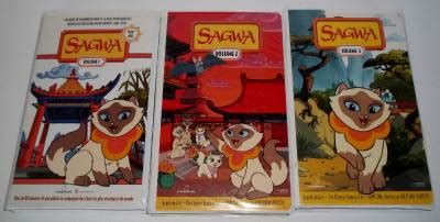 Rare SAGWA The Chinese Siamese Cat VOL. 1, 2 and 3 VHS French Only