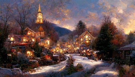 Thomas Kinkade Christmas Village · Creative Fabrica