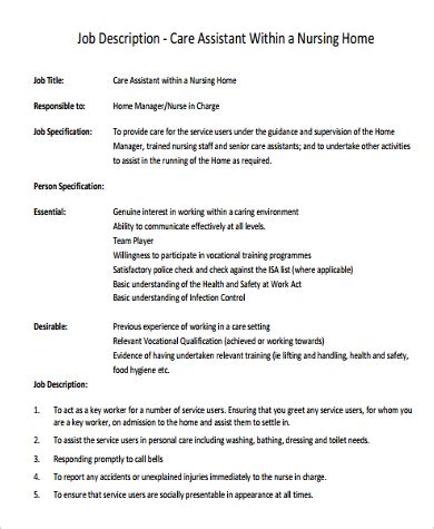 FREE 9+ Sample Nursing Assistant Job Descriptions in PDF | MS Word