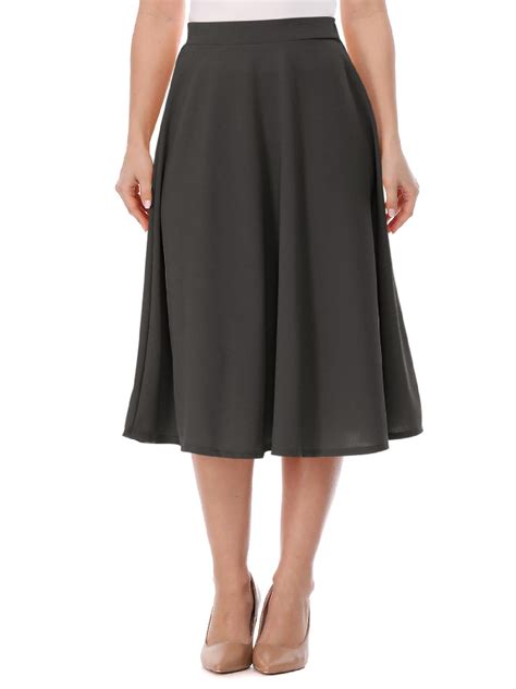 Women's High Waist A-Line Flared Pleated Midi knee Long Casual Skirt ...