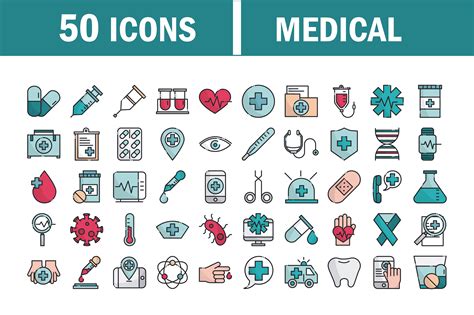 Set of medical and health care equipment line and fill icons 1263205 ...